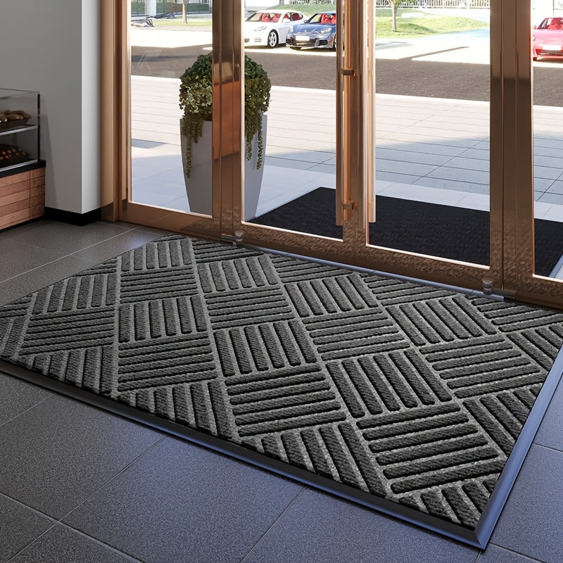 Durable Rubber Non-Slip Mat for Entryway - Thick,, Easy to Clean, Absorbent Doormat for Indoor/Outdoor Use, Modern Design in Black, Multiple Sizes Available, Porch Decoration | Sleek Home Accessory | Durable Construction, Floor Mats for Home