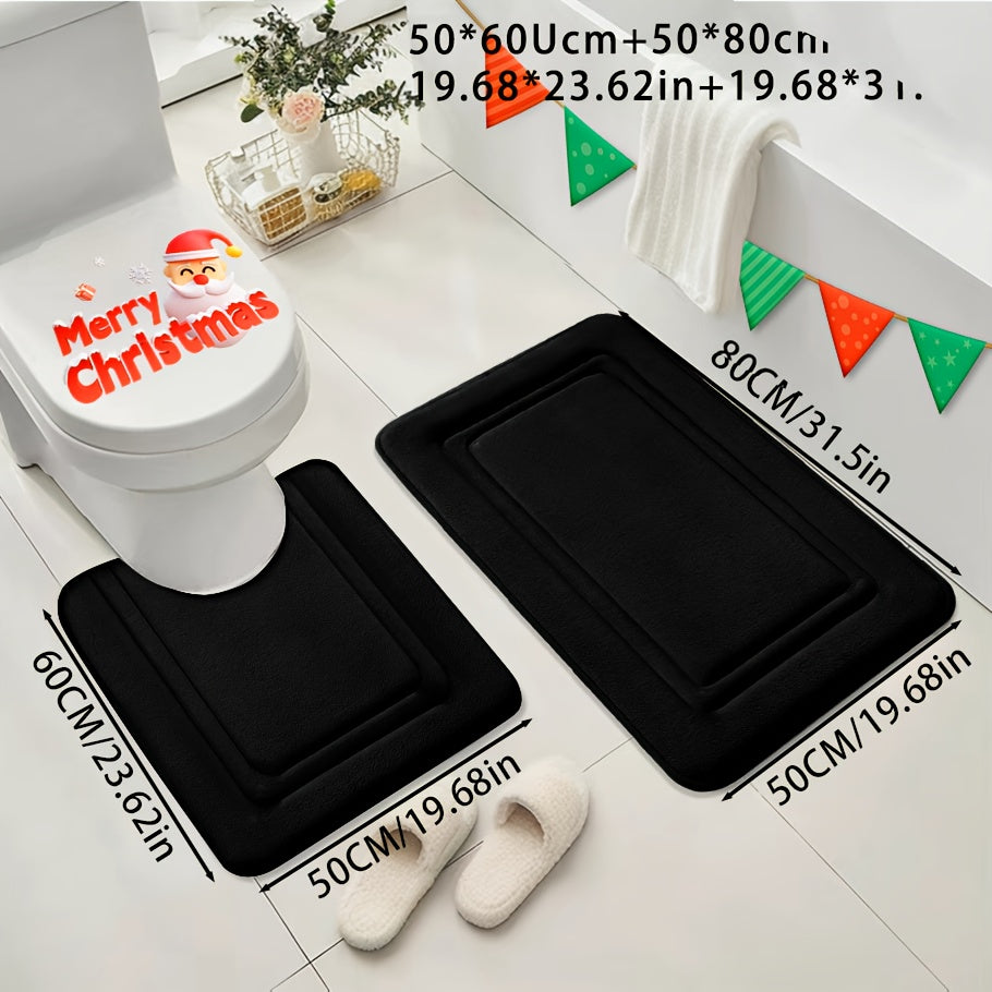 Extra Soft Memory Foam Bathroom Rug Set, Non-Slip Bath Rug and Absorbent Bath Mat Rug for Bath/Shower, Bathroom Supplies, Bathtub Floor Mats, and More