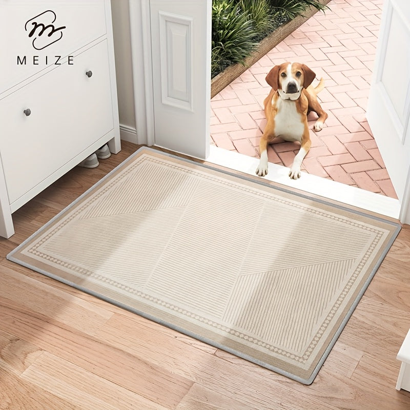 1 Meize brand simple solid color line welcome floor mat, water absorbing and anti slip door mat, soundproof and cooling foot mat, soft and delicate, suitable for doorways, corridors, entrances, bedrooms, kitchens, laundry rooms