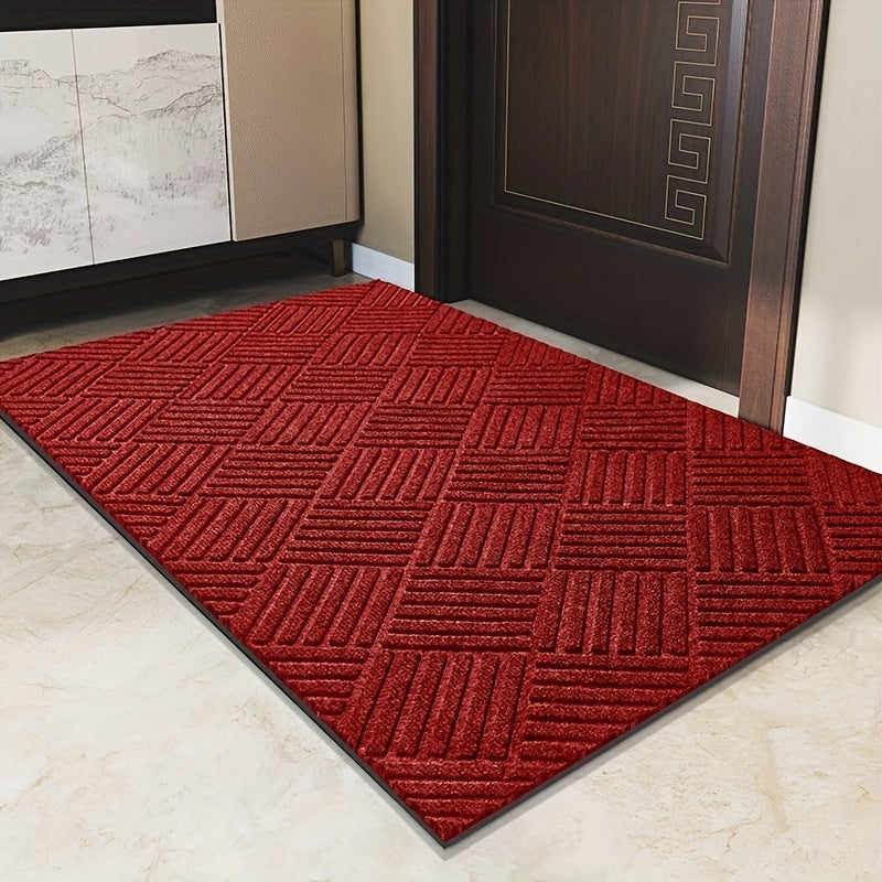 Thick Durable Non-Slip Rubber Modern Simplistic Doormat, Absorbent Twill Edge Design Entrance Mat with Multiple Sizes Available for Indoor, Porch, Patio, Bathroom, Kitchen