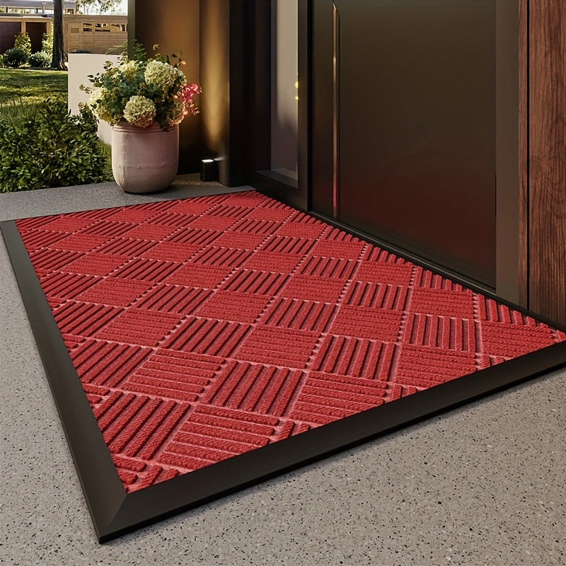 Durable Rubber Non-Slip Mat for Entryway - Thick,, Easy to Clean, Absorbent Doormat for Indoor/Outdoor Use, Modern Design in Black, Multiple Sizes Available, Porch Decoration | Sleek Home Accessory | Durable Construction, Floor Mats for Home