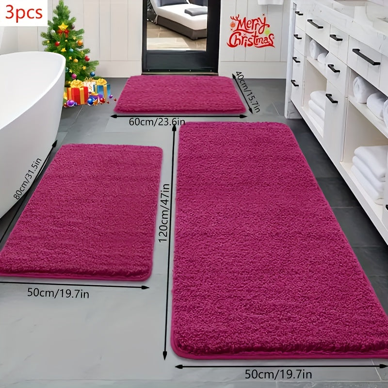 [Ultra Absorbent Bath Mat] 3pcs Ultra Absorbent Bath Mat Set | Extra Large & Small, Non-Slip, Soft Velvet Bath Rugs with Memory Foam - Ideal for Bathroom Decor, Shower, and Tub Accessories