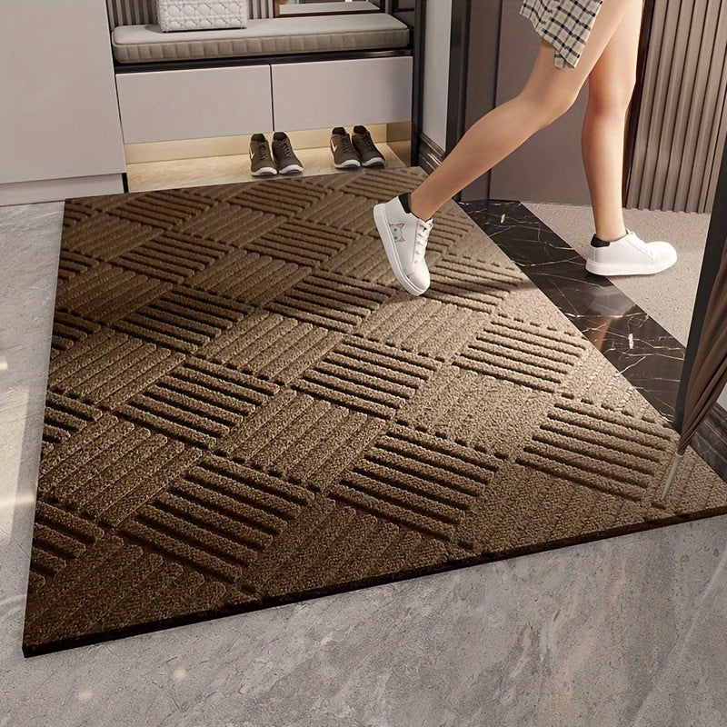Thick Durable Non-Slip Rubber Modern Simplistic Doormat, Absorbent Twill Edge Design Entrance Mat with Multiple Sizes Available for Indoor, Porch, Patio, Bathroom, Kitchen