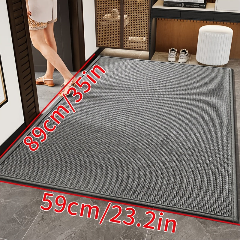 [Water-Absorbent Door Mat] Meize Style 1pc Rubber Braided Light Gray/Beige/Coffee Door Mat | Water-Absorbent And Non-Slip Solid Color Woven Texture Entrance Mat with Rubber Backing, Soft And Comfortable, Suitable for Doorways, Bedrooms, Kitchens,