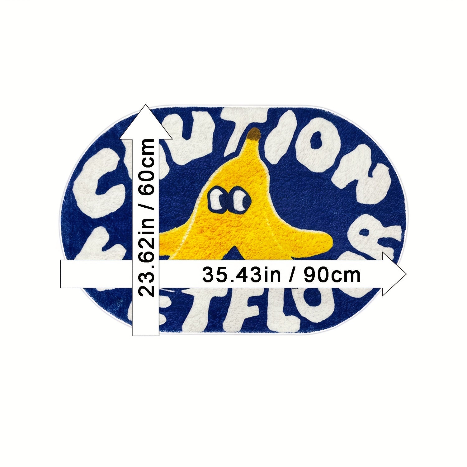 [Cartoon Carpet] 1pc Blue Cartoon Creative Caution Wet Floor Carpet | Soft and Comfortable Imitation Cashmere Material, TPR Non-slip Bottom Back | Suitable for Bathroom, Laundry Room, Kitchen, Washstand, Creative Door Mat and other Indoor Home Carpet