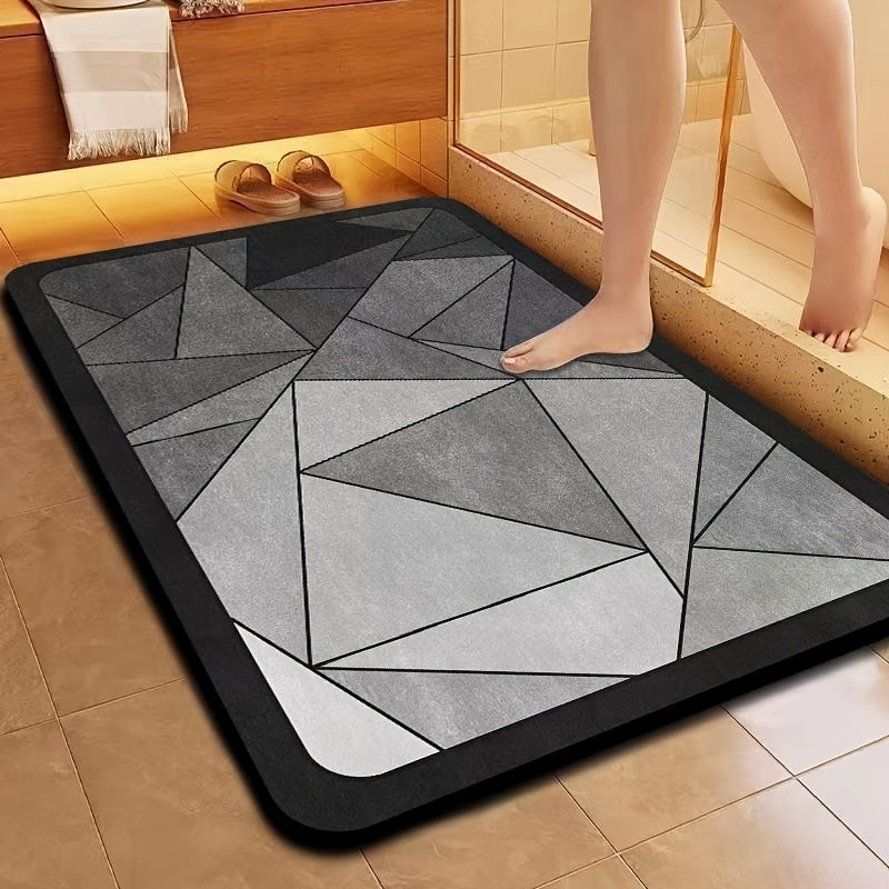[Quick-Dry Bath Mat] 1pc Quick-Dry Diatomaceous Earth 3D Ultra-Absorbent Soft Polyester Bath Mat | Ideal for Bathroom, Shower, Tub, Outdoor Door Mat, Home and Autumn Decor
