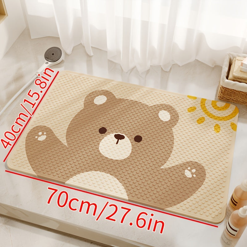 1pc of Dongyang brand cartoon pattern shower mat, Christmas decoration floor mat, bathroom non slip foot mat, easy to clean bath mat, bathtub mat with strong suction cup, quick draining, suitable for shower room, hotel restroom, bathroom, bathtub