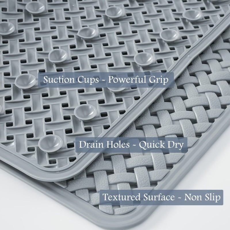 1pc Bathtub Mat, Non Slip with Suction Cups and Drain Holes, Machine Washable Shower Mat, Anti Slip Bath Mat for Tub
