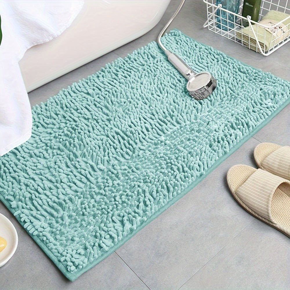 3pcs Chenille Bathroom Rugs Set - Ultra Absorbent Non-Slip Bath Mats, PVC Backed Polyester, Machine Washable Woven Bath Rug Contour Mat And Standard Mat Set, Fluffy Plush Winter Decor Decoration