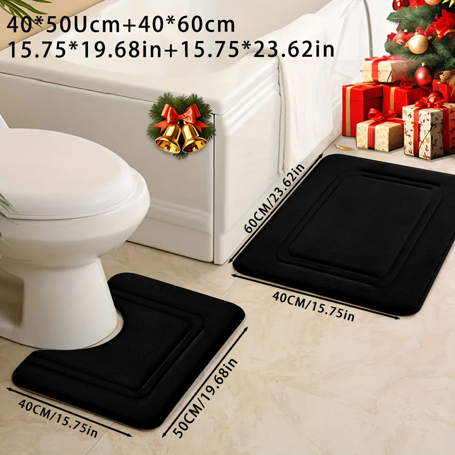 Extra Soft Memory Foam Bathroom Rug Set, Non-Slip Bath Rug and Absorbent Bath Mat Rug for Bath/Shower, Bathroom Supplies, Bathtub Floor Mats, and More