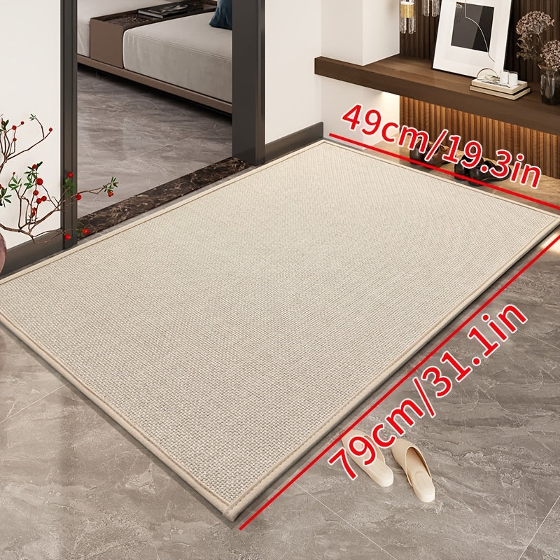 [Water-Absorbent Door Mat] Meize Style 1pc Rubber Braided Light Gray/Beige/Coffee Door Mat | Water-Absorbent And Non-Slip Solid Color Woven Texture Entrance Mat with Rubber Backing, Soft And Comfortable, Suitable for Doorways, Bedrooms, Kitchens,