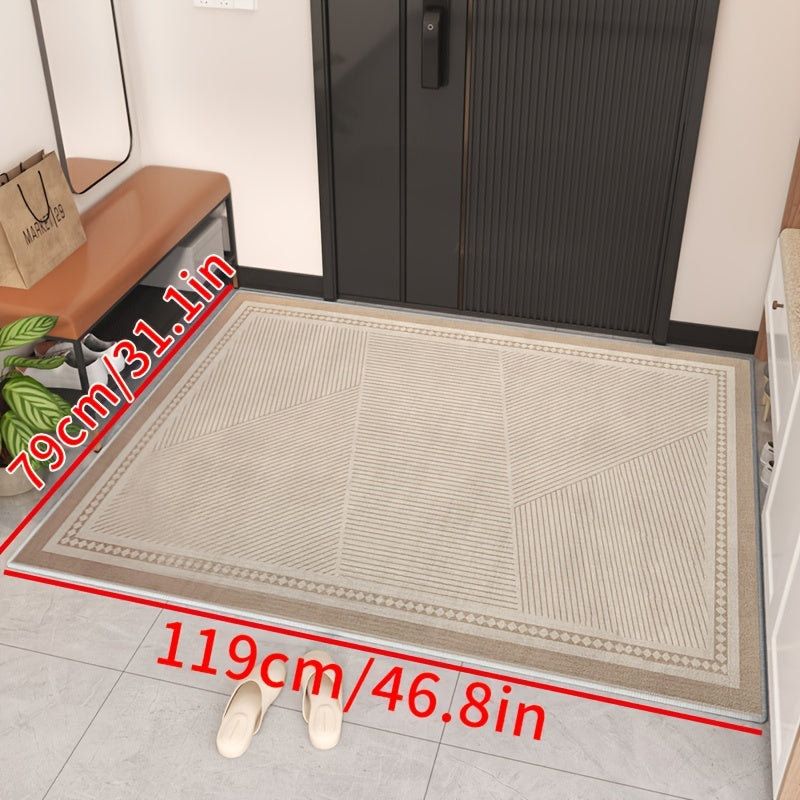 1 Meize brand simple solid color line welcome floor mat, water absorbing and anti slip door mat, soundproof and cooling foot mat, soft and delicate, suitable for doorways, corridors, entrances, bedrooms, kitchens, laundry rooms