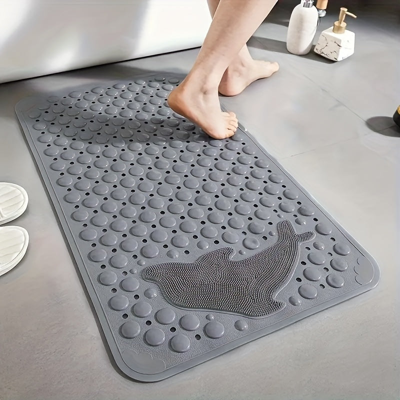 1pc Bathroom Non-slip Mat, Non Slip Bath Mats with Suction Cups, Shower Room And Anti-drop Mat, Machine Washable Bathtub Mats with Drain Holes, Foot Massage Shower Carpet, Household Toilet with Suction Cup Floor Mat