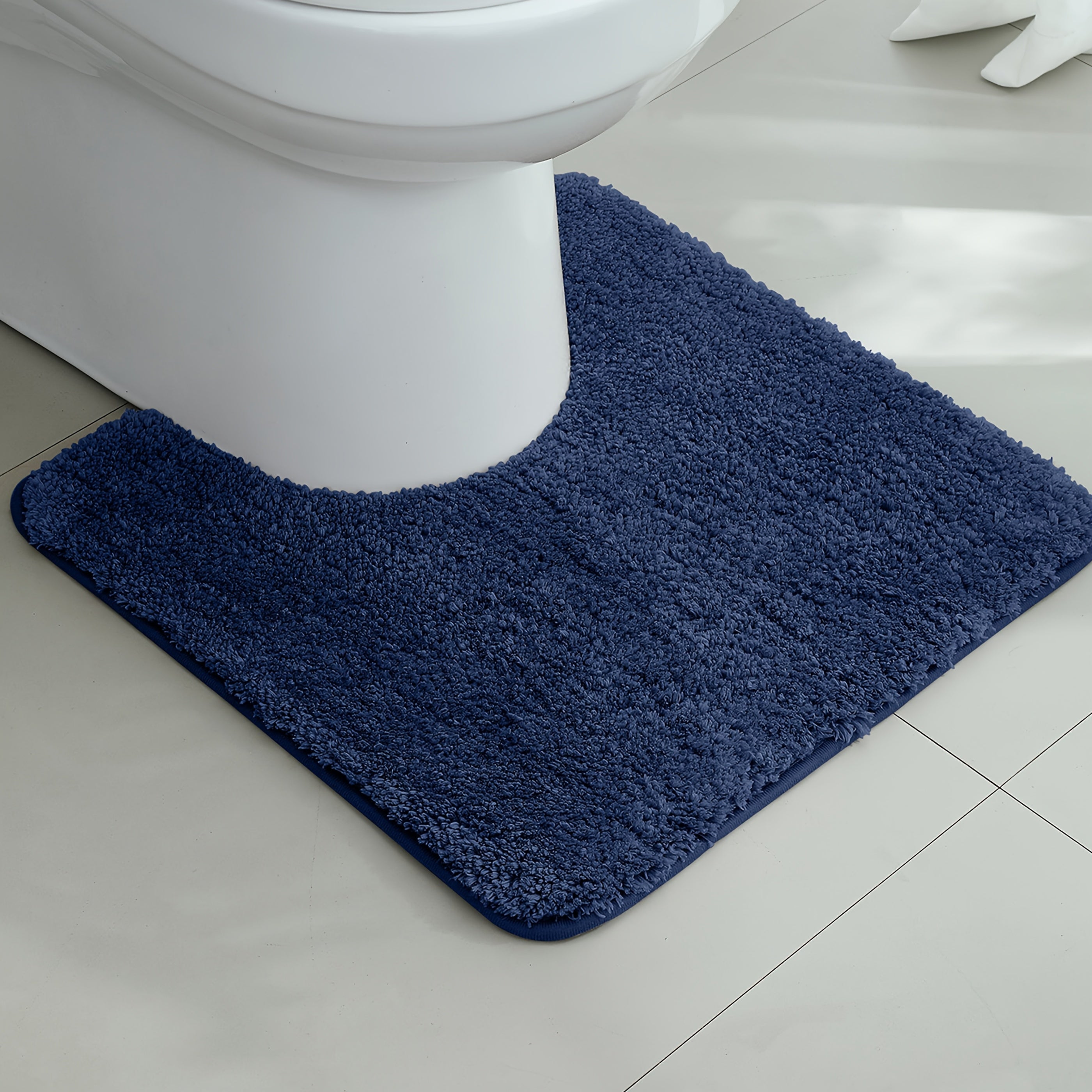 [1pc Ultra-Soft Toilet Mat] Ultra-Soft 1pc Plush Bathroom Toilet Mat | Non-Slip, Super Absorbent, Machine Washable, Solid Color with U-Shaped Contour for Enhanced Comfort and Support