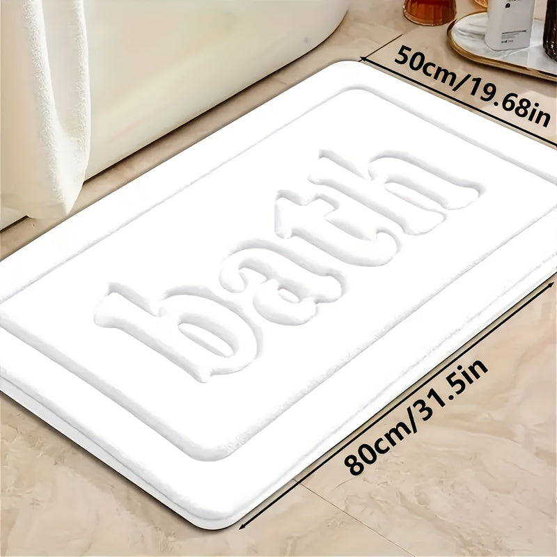 1pc Soft Touch Memory Foam Bath Mat, Rectangular Polyester Carpet with PVC Rubber Bottom Lining, Non Slip, Stain Resistant, Absorbent, Foot Massage, Geometric-pattern, Low Pile, Machine Made, 1.2cm Thickness