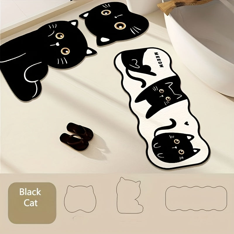 3pcs Cartoon Cute Pet Animal Bathroom Non-Slip Mat Set, Shower Room Absorbent Quick-Dry Three-Piece Bathroom Anti-Slip Floor Mat