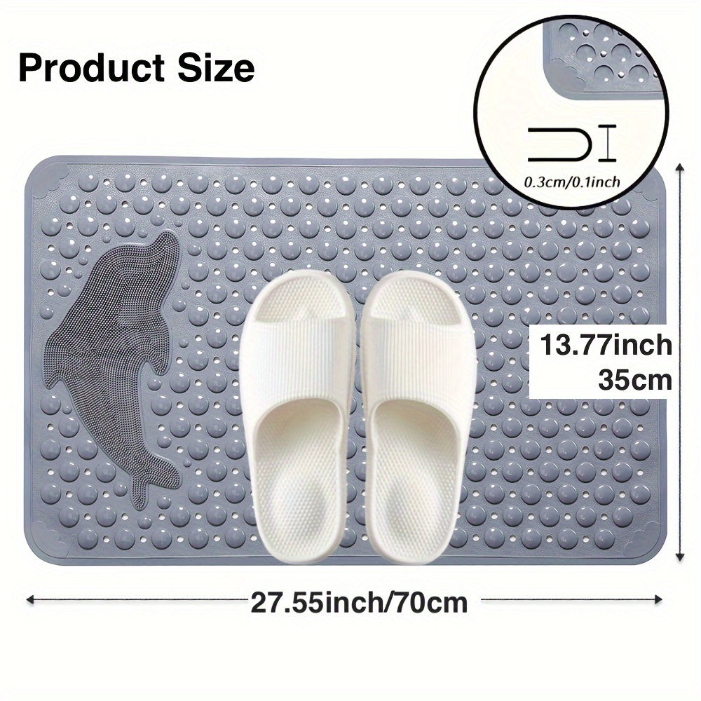 1pc Bathroom Non-slip Mat, Non Slip Bath Mats with Suction Cups, Shower Room And Anti-drop Mat, Machine Washable Bathtub Mats with Drain Holes, Foot Massage Shower Carpet, Household Toilet with Suction Cup Floor Mat
