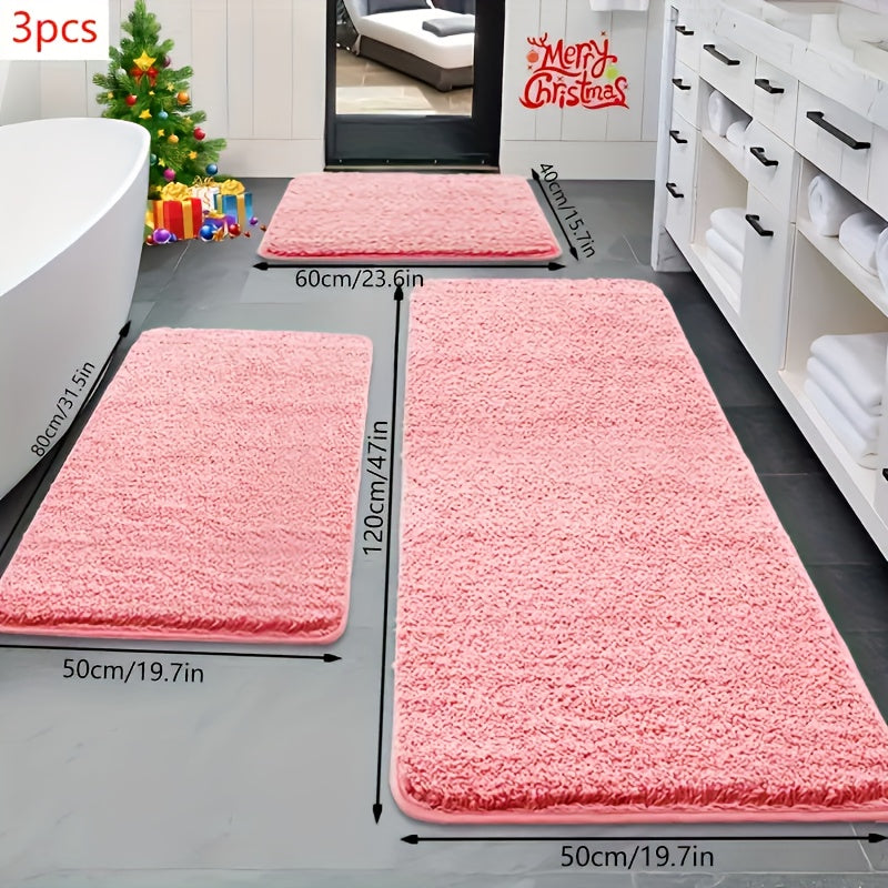 [Ultra Absorbent Bath Mat] 3pcs Ultra Absorbent Bath Mat Set | Extra Large & Small, Non-Slip, Soft Velvet Bath Rugs with Memory Foam - Ideal for Bathroom Decor, Shower, and Tub Accessories