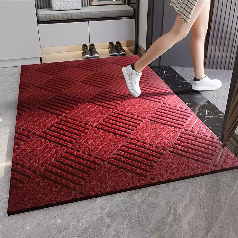 Thick Durable Non-Slip Rubber Modern Simplistic Doormat, Absorbent Twill Edge Design Entrance Mat with Multiple Sizes Available for Indoor, Porch, Patio, Bathroom, Kitchen
