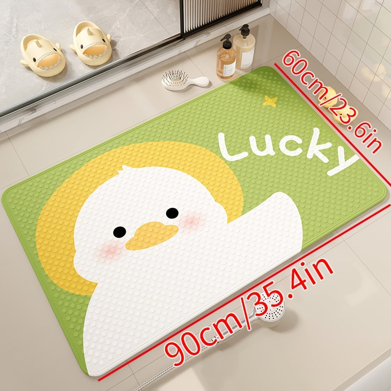 1pc of Dongyang brand cartoon pattern shower mat, Christmas decoration floor mat, bathroom non slip foot mat, easy to clean bath mat, bathtub mat with strong suction cup, quick draining, suitable for shower room, hotel restroom, bathroom, bathtub