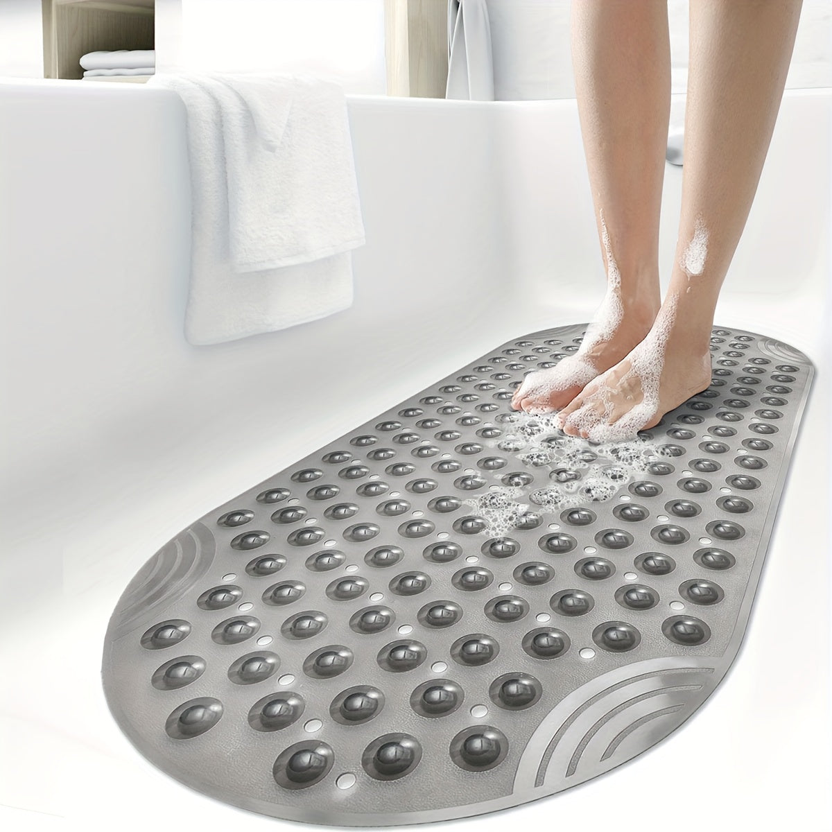 [DEXI Non-Slip Bathtub Mat] DEXI Non-Slip Bathtub Mat - 15.7" x 34.6" Washable Shower Floor Mats with Suction Cups for Bathroom Safety, Perfect Christmas Gift