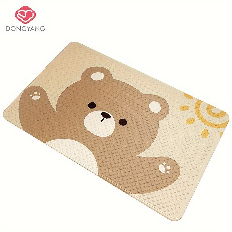 1pc of Dongyang brand cartoon pattern shower mat, Christmas decoration floor mat, bathroom non slip foot mat, easy to clean bath mat, bathtub mat with strong suction cup, quick draining, suitable for shower room, hotel restroom, bathroom, bathtub