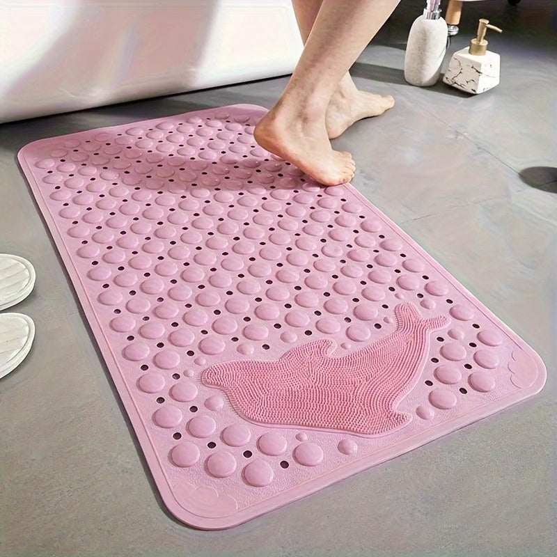 1pc Bathroom Non-slip Mat, Non Slip Bath Mats with Suction Cups, Shower Room And Anti-drop Mat, Machine Washable Bathtub Mats with Drain Holes, Foot Massage Shower Carpet, Household Toilet with Suction Cup Floor Mat