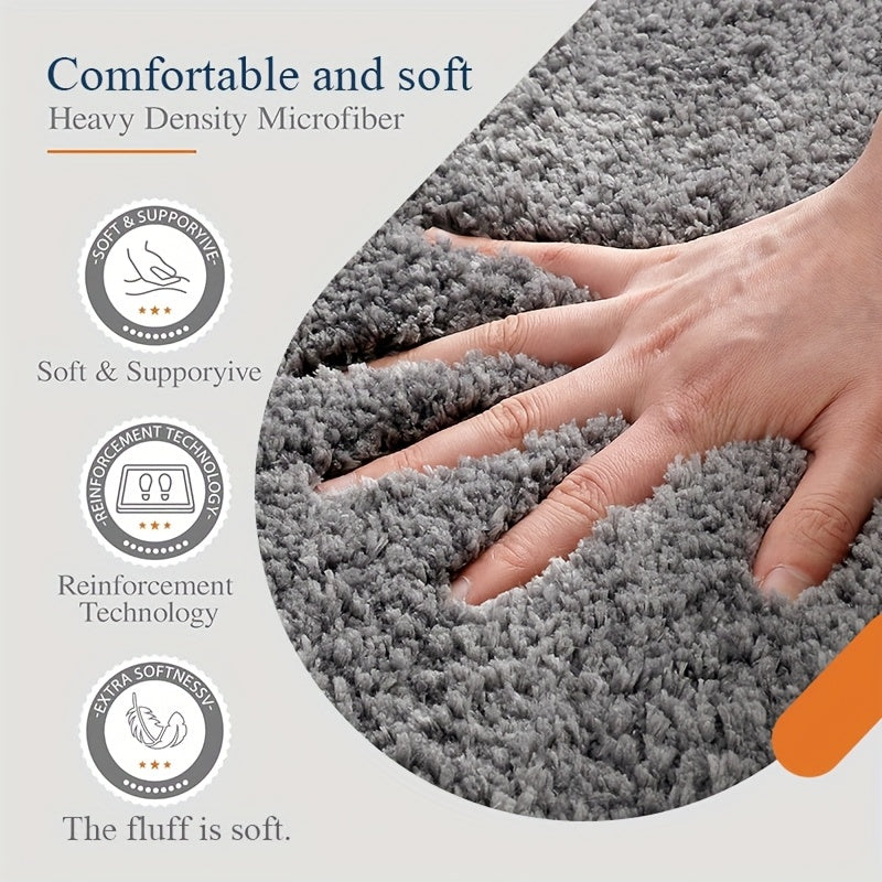 [1pc Ultra-Soft Toilet Mat] Ultra-Soft 1pc Plush Bathroom Toilet Mat | Non-Slip, Super Absorbent, Machine Washable, Solid Color with U-Shaped Contour for Enhanced Comfort and Support