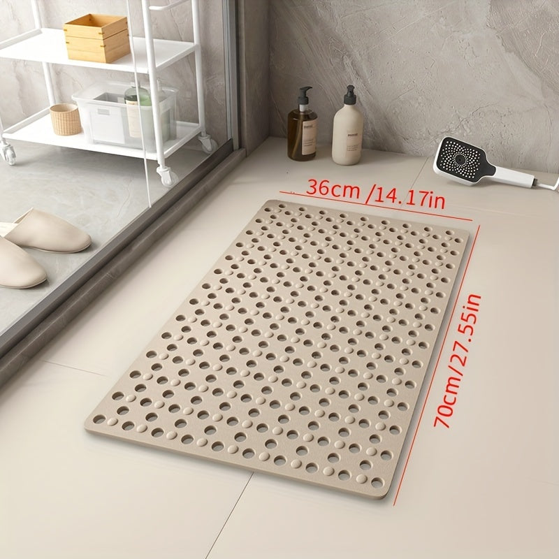 1pc Non-Slip Bathroom Mat - Quick Drain, Round Hole Design, Suction Cup, Massage Ring, Durable and Comfortable for Shower Room, Hotel Toilet, Bathtub