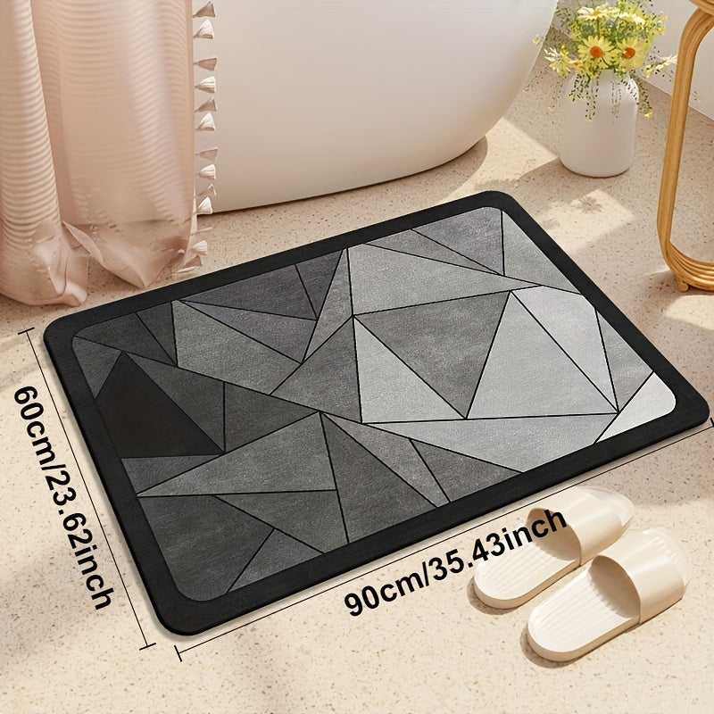 [Quick-Dry Bath Mat] 1pc Quick-Dry Diatomaceous Earth 3D Ultra-Absorbent Soft Polyester Bath Mat | Ideal for Bathroom, Shower, Tub, Outdoor Door Mat, Home and Autumn Decor