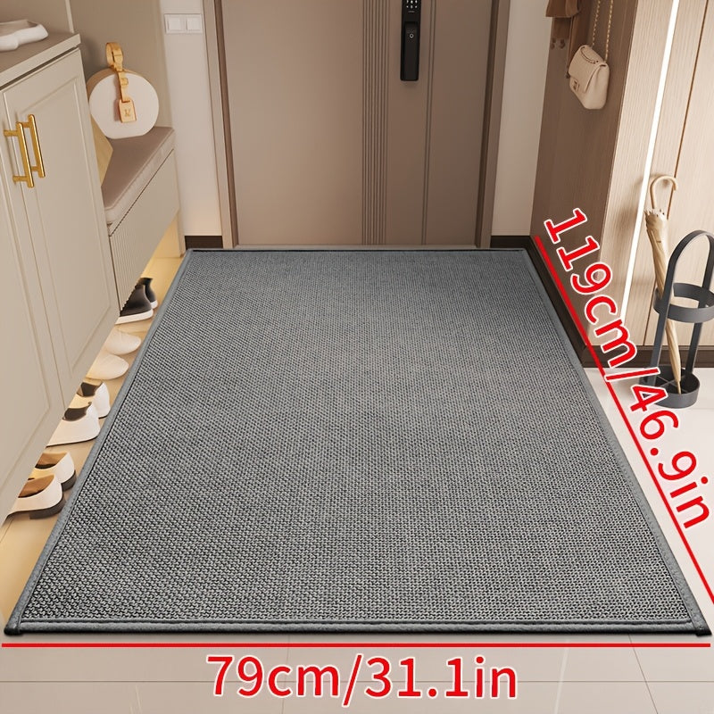 [Water-Absorbent Door Mat] Meize Style 1pc Rubber Braided Light Gray/Beige/Coffee Door Mat | Water-Absorbent And Non-Slip Solid Color Woven Texture Entrance Mat with Rubber Backing, Soft And Comfortable, Suitable for Doorways, Bedrooms, Kitchens,