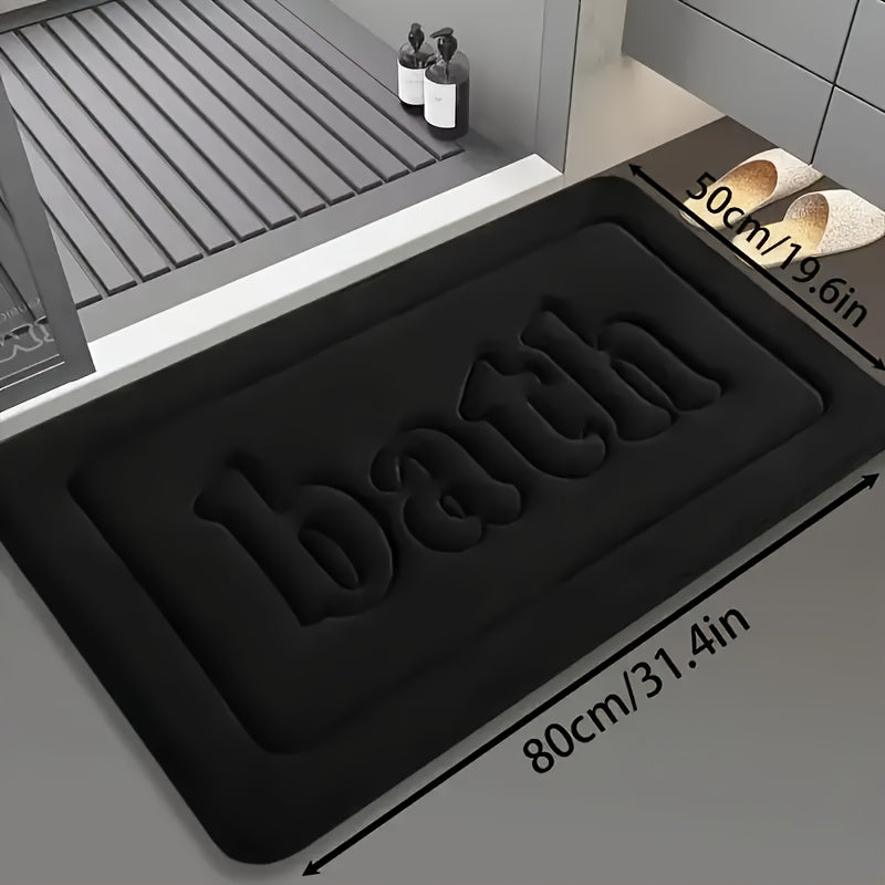 1pc Soft Touch Memory Foam Bath Mat, Rectangular Polyester Carpet with PVC Rubber Bottom Lining, Non Slip, Stain Resistant, Absorbent, Foot Massage, Geometric-pattern, Low Pile, Machine Made, 1.2cm Thickness