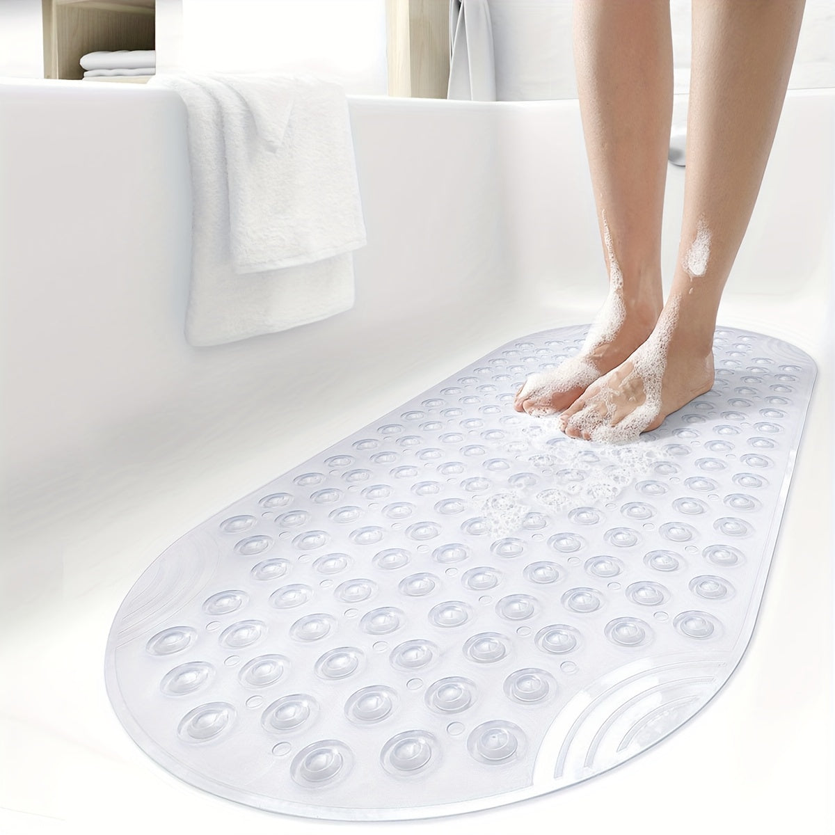 [DEXI Non-Slip Bathtub Mat] DEXI Non-Slip Bathtub Mat - 15.7" x 34.6" Washable Shower Floor Mats with Suction Cups for Bathroom Safety, Perfect Christmas Gift