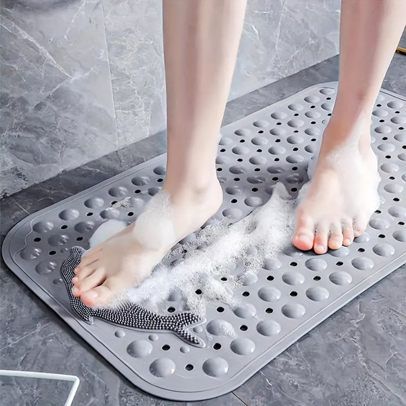 1pc Bathroom Non-slip Mat, Non Slip Bath Mats with Suction Cups, Shower Room And Anti-drop Mat, Machine Washable Bathtub Mats with Drain Holes, Foot Massage Shower Carpet, Household Toilet with Suction Cup Floor Mat