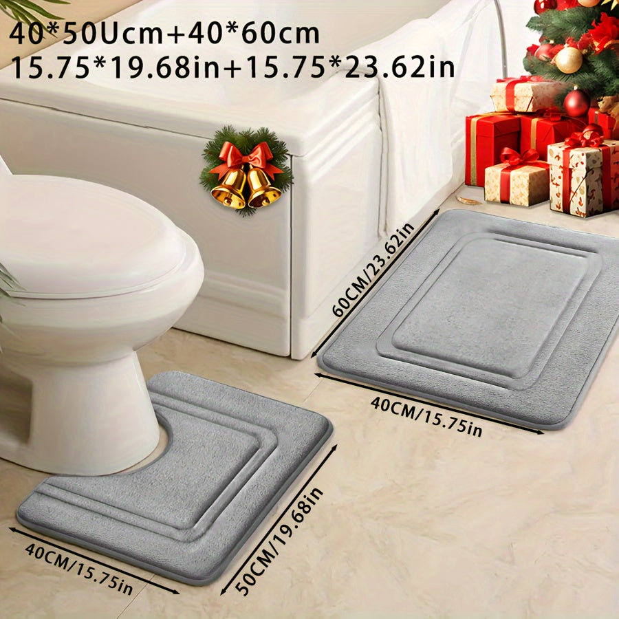 Extra Soft Memory Foam Bathroom Rug Set, Non-Slip Bath Rug and Absorbent Bath Mat Rug for Bath/Shower, Bathroom Supplies, Bathtub Floor Mats, and More