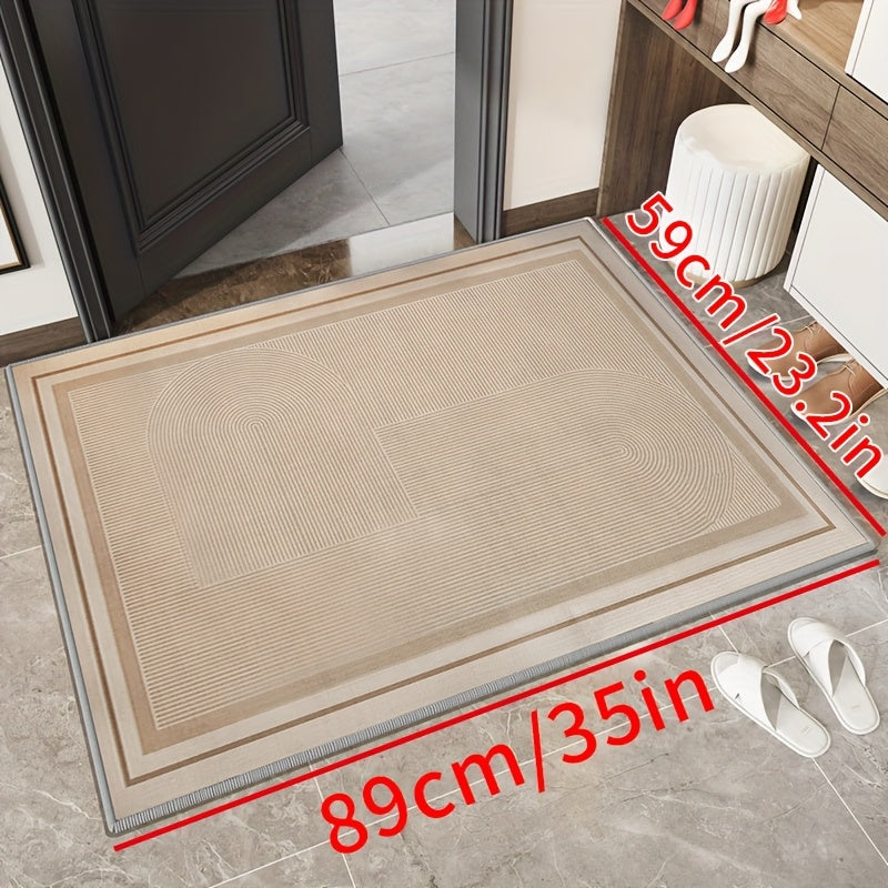 1 Meize brand simple solid color line welcome floor mat, water absorbing and anti slip door mat, soundproof and cooling foot mat, soft and delicate, suitable for doorways, corridors, entrances, bedrooms, kitchens, laundry rooms