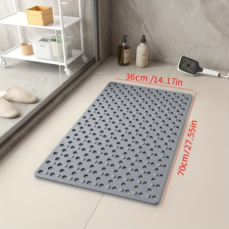 1pc Non-Slip Bathroom Mat - Quick Drain, Round Hole Design, Suction Cup, Massage Ring, Durable and Comfortable for Shower Room, Hotel Toilet, Bathtub